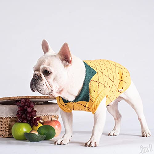 ZNZT Hundekleidung Haustier Gestrickter Baumwoll-Hoodie Ananas-Stil Warme Kleidung Bulldog-Schnauzer-Welpen-Frühling Halloween von ZNZT