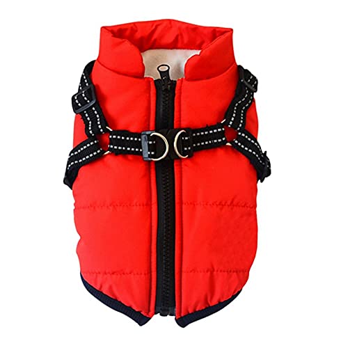 ZNZT Hundekleidung Hund Winddichte Daunenjacke Outdoor Mantel Winter Warm Ski Kostüm Ärmellose Baumwolle Gepolsterte Weste Mit Brustgurt Geschirr Halloween von ZNZT