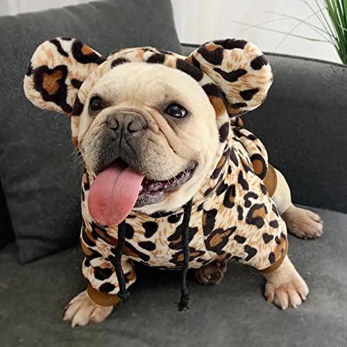 ZNZT Hundekleidung Leopard Hundebekleidung Winter Haustiermantel Bulldog Kleidung Mops Hoodies Katze Welpen Bekleidung Pudel Pommerschen Schnauzer Kostüme von ZNZT
