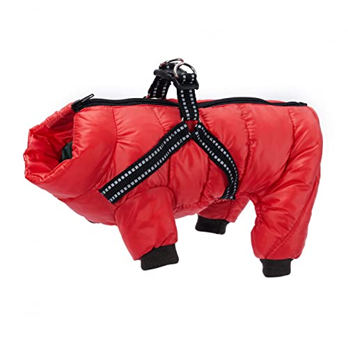 ZNZT Hundekleidung Winter-Hundemantel Für Kleine Mittelgroße Hunde Gepolsterte Hundejacke Mit Geschirr Weicher Haustier-Schneeanzug Warmer Welpen-Overall Bulldog von ZNZT