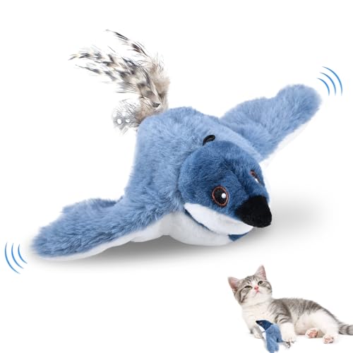 ZOBMIO Cabertary, Katzenspielzeug Vogel Flattern mit Katzenminze, EIN Kleiner Gelber Fisch, Vogelspielzeug für Katzen, Vogel Katzenspielzeug (Blau) von ZOBMIO