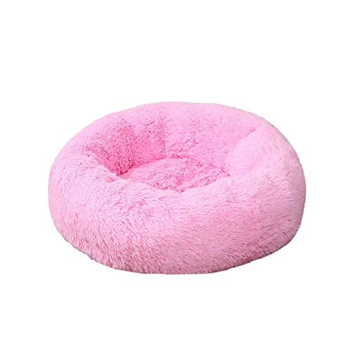 ZOCIS Beruhigendes rundes Hundebett, flauschig, gemütlich, Kunstfell-Haustierbett, Kuschelhütte, Donut-Hundebett mit rutschfester Unterseite, waschbar, Welpennestkissen für kleine, mittelgroße und von ZOCIS