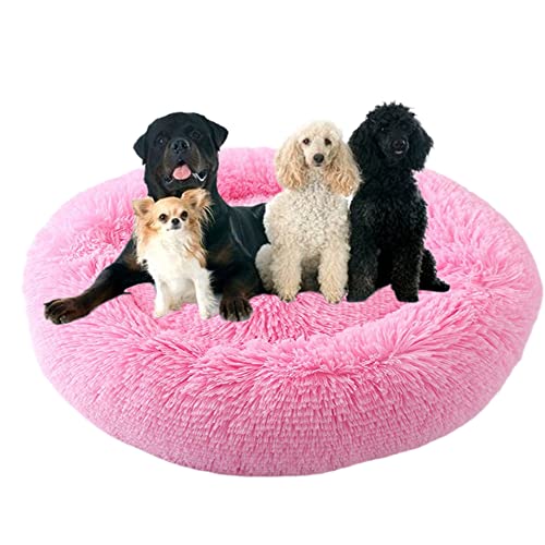 ZOCIS Donut-Haustierbett mit rutschfester Unterseite, flauschiges, gemütliches Plüsch-Hundebett, beruhigendes Hunde-/Welpenbett, kuscheliges rundes Haustierbett, Kissen für mittelgroße und große von ZOCIS