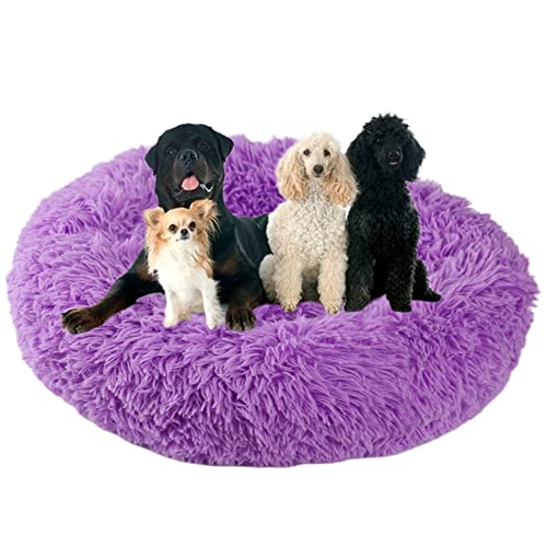 Donut-Haustierbett mit rutschfester Unterseite, flauschiges, gemütliches Plüsch-Hundebett, beruhigendes Hunde-/Welpenbett-Matte, kuscheliges rundes Haustierbett für mittelgroße und große Hunde/Katzen, von ZOCIS