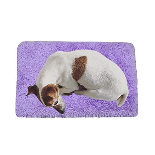 Große Hundebett-Matratze, Plüsch-Haustierbett-Matte mit rutschfester Unterseite, beruhigendes Hundebettkissen, waschbar, abnehmbarer Bezug, XL-120 x 90 x 12 cm, Violett von ZOCIS