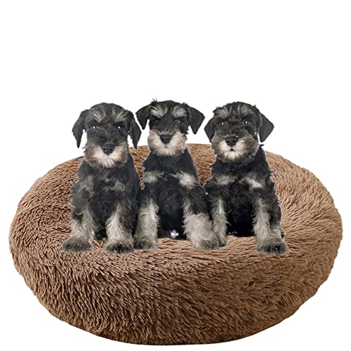 Großes, beruhigendes Hundebett, waschbar, rutschfeste Unterseite, Donut-Haustierbetten, Anti-Angst, warmes Welpen-Kuschelbett, rundes Hundebett, Kissen für verbesserten Schlaf, Ø 130 cm, Khaki Großes, beruhigendes Hundebett, waschbar, rutschfeste Unterseite, Donut-Haustierbetten, Anti-Angst, warmes Welpen-Kuschelbett, rundes Hundebett, Kissen für verbesserten Schlaf, Ø 130 cm, Khaki von ZOCIS