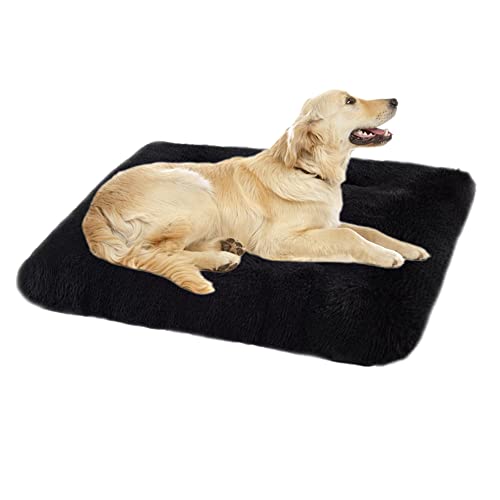 Großes Hundebett aus Plüsch, beruhigendes Haustierbett für Katzen, waschbar, mit rutschfester Unterseite und Reißverschluss, Hundematte, flauschiges Haustierbett für mittelgroße und große Hunde, 100 x 70 x 10 cm, Schwarz Großes Hundebett aus Plüsch, beruhigendes Haustierbett für Katzen, waschbar, mit rutschfester Unterseite und Reißverschluss, Hundematte, flauschiges Haustierbett für mittelgroße und große Hunde, 100 x 70 x 10 cm, Schwarz von ZOCIS