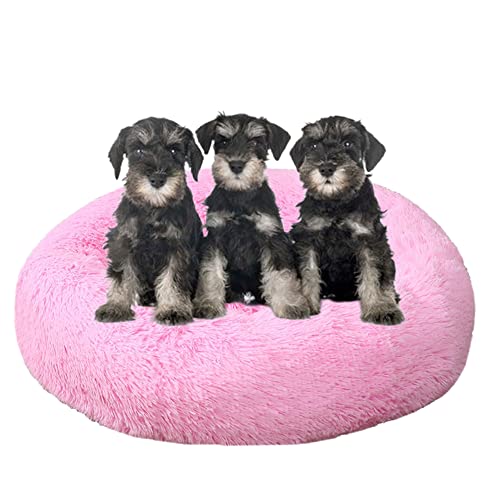 Großes beruhigendes Hundebett, waschbar, rutschfeste Unterseite, Donut-Haustierbetten, Anti-Angst, warmes Welpen-Kuschelbett, rundes Hundebett, Kissen für verbesserten Schlaf, Ø 110 cm, Rosa Großes beruhigendes Hundebett, waschbar, rutschfeste Unterseite, Donut-Haustierbetten, Anti-Angst, warmes Welpen-Kuschelbett, rundes Hundebett, Kissen für verbesserten Schlaf, Ø 110 cm, Rosa von ZOCIS