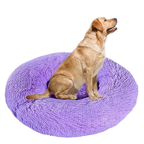 Hundebett Beruhigendes Donut-Haustierbett, rutschfest, Plüsch, kuschelig, Angstlinderung, Hundebett, Matte, waschbar, rund, Welpenbett, verbesserter Schlaf, Haustierbett für Hunde und Katzen, XL-100 von ZOCIS