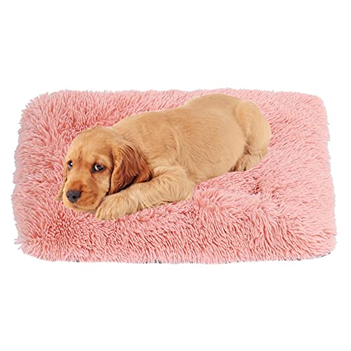 Hundematte Pad Waschbar Gemütliche Plüsch Hundebox Bett Matte mit rutschfester Unterseite Hundebett Matratze Anti-Angst Hundekissen Matten Abnehmbarer Bezug Haustierbett Pad,70 cm x 50 cm x 8 cm,Rosa 2 von ZOCIS