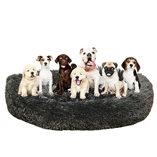 Langes Plüsch-Donut-Hundebett für große Hunde, bequemes, flauschiges Haustierbett, Kissenmatte mit rutschfester Unterseite, beruhigendes Hundebett, waschbar, Anti-Angst-Welpenbett, Ø 160 cm, Schwarz Langes Plüsch-Donut-Hundebett für große Hunde, bequemes, flauschiges Haustierbett, Kissenmatte mit rutschfester Unterseite, beruhigendes Hundebett, waschbar, Anti-Angst-Welpenbett, Ø 160 cm, Schwarz von ZOCIS