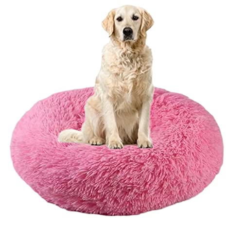 Runde Betten für Katzen und Hunde, gemütliches, beruhigendes Haustierkissen mit rutschfester Unterseite, flauschiges Plüsch-Welpenbett, Angstlinderung, Kuschelhütte für große, mittelgroße und kleine Hunde, Ø 140 cm, Rosa 2 Runde Betten für Katzen und Hunde, gemütliches, beruhigendes Haustierkissen mit rutschfester Unterseite, flauschiges Plüsch-Welpenbett, Angstlinderung, Kuschelhütte für große, mittelgroße und kleine Hunde, Ø 140 cm, Rosa 2 von ZOCIS