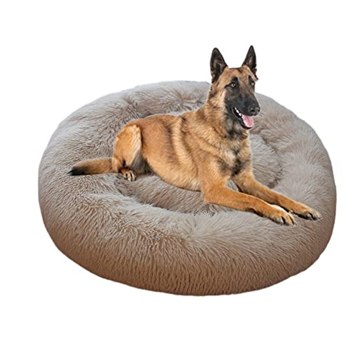 Rundes beruhigendes Donut-Hundebett, rutschfest, für Welpen, Kätzchen, Kuscheltier, weiches Plüsch, Angstlinderung, Hunde- und Katzennest, flauschiges Haustierbett für verbesserten Schlaf, 140 cm, Beige Rundes beruhigendes Donut-Hundebett, rutschfest, für Welpen, Kätzchen, Kuscheltier, weiches Plüsch, Angstlinderung, Hunde- und Katzennest, flauschiges Haustierbett für verbesserten Schlaf, 140 cm, Beige von ZOCIS