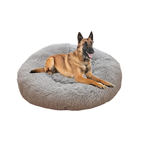 Rundes beruhigendes Donut-Hundebett, rutschfest, für Welpen, Kätzchen, Kuscheltier, weiches Plüsch, Angstlinderung, Hunde- und Katzennest, flauschiges Haustierbett für verbesserten Schlaf, 70 cm, Grau Rundes beruhigendes Donut-Hundebett, rutschfest, für Welpen, Kätzchen, Kuscheltier, weiches Plüsch, Angstlinderung, Hunde- und Katzennest, flauschiges Haustierbett für verbesserten Schlaf, 70 cm, Grau von ZOCIS