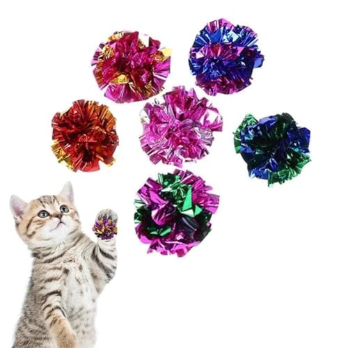 ZOHIKO 10 stücke Spielzeug Multicolor Mylar Knisterball Haustier Rassel Papier Ball Papier Sound Supplies Interaktiv Für Katzen Spielzeug Haustier Kätzchen Katzen Katzen Hund Scrunchie, glitzernde von ZOHIKO