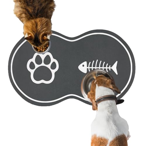 Napfunterlage Hund Futtermatte Katzen 60x36 cm: Fressnapf Unterlage groß rutschfest | Super saugfähig und schnell trocknend | Wassernapf Matte Fütterung Matte von ZOKBOM