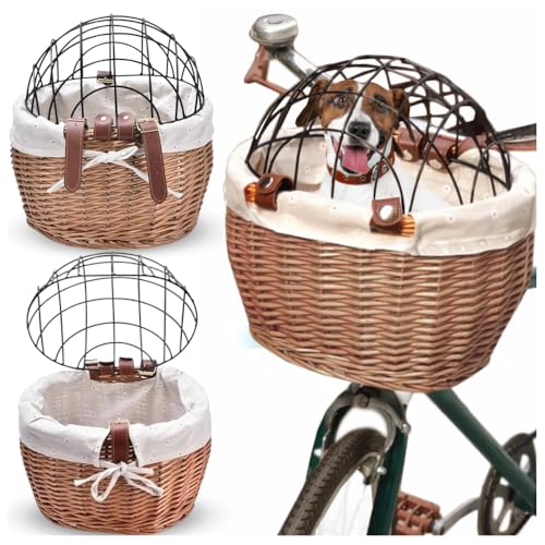 ZOLTA Hundekorb für das Fahrrad vorne bis 5 kg - 25 × 31 × 31 cm - gewobener Hundefahrradkorb für den Lenker - in schicker Weidenoptik mit Schutzgitter - beständig ZOLTA Hundekorb für das Fahrrad vorne bis 5 kg - 25 × 31 × 31 cm - gewobener Hundefahrradkorb für den Lenker - in schicker Weidenoptik mit Schutzgitter - beständig von ZOLTA
