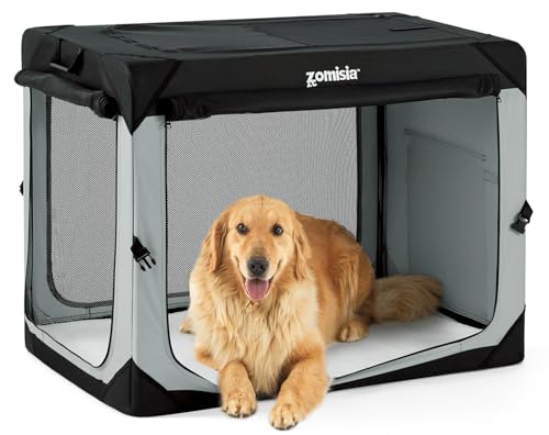 ZOMISIA 106,7 cm faltbare Hundebox für extra große Hunde – XL Hunde-Reisebox tragbar mit atmungsaktiven Netzfenstern, weiche Seiten, Hundehütte faltbar für drinnen und draußen, Grau ZOMISIA 106,7 cm faltbare Hundebox für extra große Hunde – XL Hunde-Reisebox tragbar mit atmungsaktiven Netzfenstern, weiche Seiten, Hundehütte faltbar für drinnen und draußen, Grau von ZOMISIA