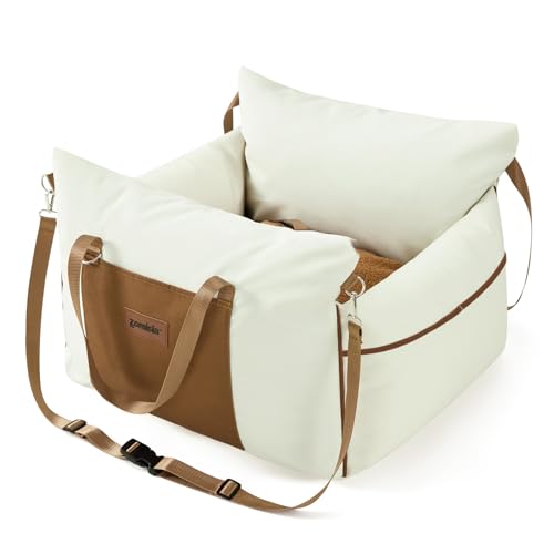 ZOMISIA Hundeautositz für kleine Hunde - Wasserdichter Haustier-Boostersitz für Auto mit Clip-On-Sicherheitsleine, weiche Reisetrage für Welpen bis zu 11,3 kg, Memory-Foam-Füllung und 2 verstellbare ZOMISIA Hundeautositz für kleine Hunde - Wasserdichter Haustier-Boostersitz für Auto mit Clip-On-Sicherheitsleine, weiche Reisetrage für Welpen bis zu 11,3 kg, Memory-Foam-Füllung und 2 verstellbare von ZOMISIA