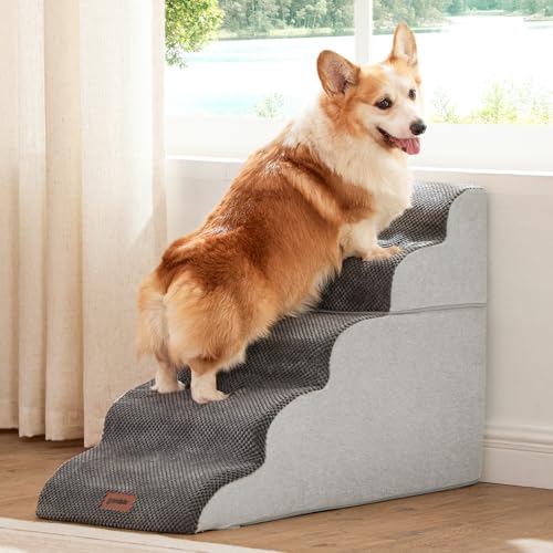 ZOMISIA Hundetreppe für hohe Betten, 57,9 cm hoch, Haustiertreppe Rampe für Couch, 35D-Schaumstoff-Hundetreppe für kleine bis große Hunde mit rutschfester Unterseite, Grau, 5 Stufen ZOMISIA Hundetreppe für hohe Betten, 57,9 cm hoch, Haustiertreppe Rampe für Couch, 35D-Schaumstoff-Hundetreppe für kleine bis große Hunde mit rutschfester Unterseite, Grau, 5 Stufen von ZOMISIA