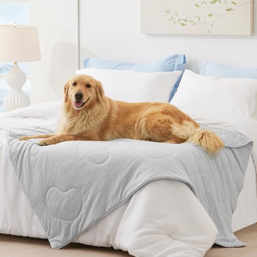 ZOMISIA Kühldecke für Hunde, 101,6 x 127,7 cm, große Kühlmatte, waschbar und atmungsaktiv, für den Sommer, hochwertige Q-MAX 0,4+ Technologie, tragbar für Reisen, weich, langlebig, Grau von ZOMISIA