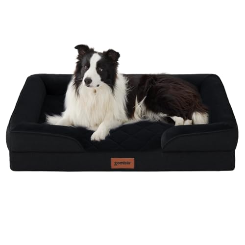 ZOMISIA Orthopädisches Hundebett für große Hunde, wasserdichtes Hundesofa aus Memory-Schaum mit Seiten, abnehmbarer, waschbarer Bezug und rutschfester Unterseite, Schwarz ZOMISIA Orthopädisches Hundebett für große Hunde, wasserdichtes Hundesofa aus Memory-Schaum mit Seiten, abnehmbarer, waschbarer Bezug und rutschfester Unterseite, Schwarz von ZOMISIA