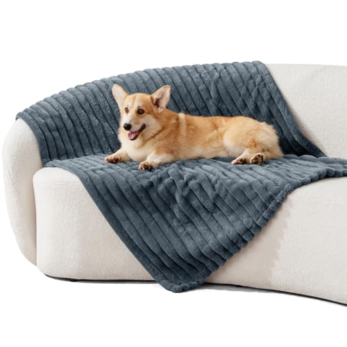 ZOMISIA Wasserdichte Hundedecken für große Hunde, 40 x 50 cm, große Decke, waschbar, als Bettschutz, weiches Kunstfell, Couchdecke, Möbelschutz, Grau von ZOMISIA