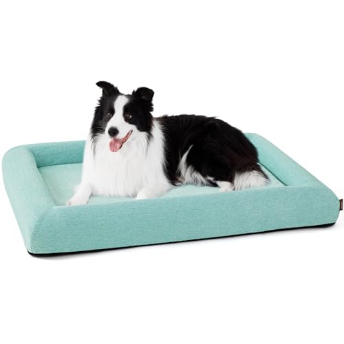 ZOMISIA Wasserdichtes Hundebett für große Hunde, waschbares Hundesofa mit stützendem orthopädischem Eierschaum, Haustierbett mit abnehmbarem Bezug, rutschfeste Unterseite, Nackenstütze, Grün von ZOMISIA