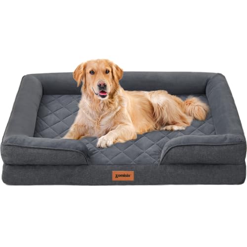 ZOMISIA XL-Hundebett, waschbar, extra groß, mit Nackenrollen, orthopädisches Memory-Schaum, XL-Haustierbett mit abnehmbarem wasserdichtem Bezug und rutschfester Unterseite, Grau ZOMISIA XL-Hundebett, waschbar, extra groß, mit Nackenrollen, orthopädisches Memory-Schaum, XL-Haustierbett mit abnehmbarem wasserdichtem Bezug und rutschfester Unterseite, Grau von ZOMISIA