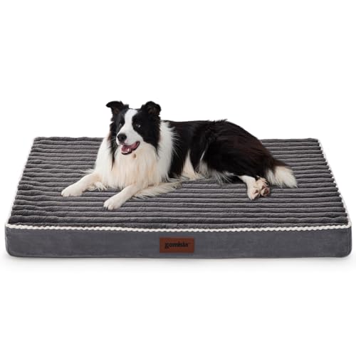 ZOMISIA XL Hundekäfigbett für extra große Hunde – wasserdichtes Welpenbett für 106,7 cm Zwinger mit abnehmbarem, waschbarem Cordbezug, orthopädische Unterstützung mit Schaumstofffüllung in Eierkiste von ZOMISIA
