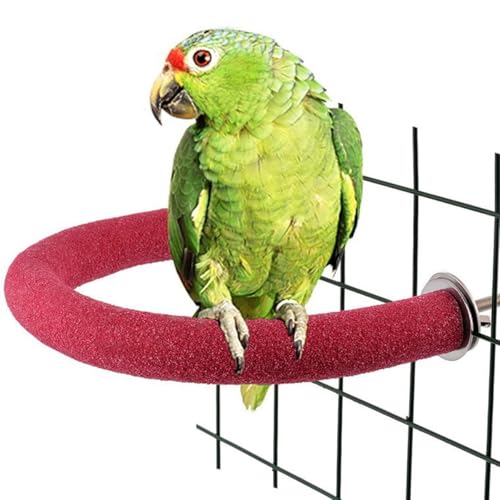 ZONADAH Papageien-Sitzstange, Ständer, U-förmige Vogelplattform, Sandpfoten-Schleif-Reinigungsstab, Vogel-Sitzstangen für Sittiche, Aras, Papageien, 19 x 2 x 17 cm, Rot von ZONADAH