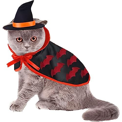 Katzenkostüm - Kätzchen Cosplay Kostüme - Hundekleidung für Halloween Kürbis & Fledermaus Muster für Haustier passt Katze, Hund, Kaninchen Zonewd von ZONEWD