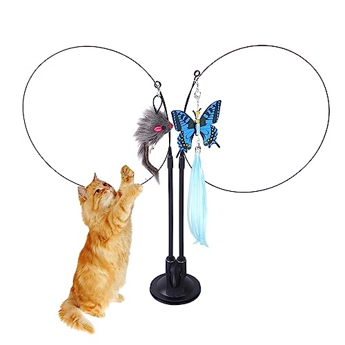 ZONEWD Cat Teaser Tools - Cat Wand Toy with Feather - Portable Cat Feather Toys Indoor Cat Pet Toys, Interactive Cat Teaser Wand for Kittens Puppy Cat Pet Indoor von ZONEWD