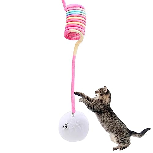 ZONEWD Interaktives Katzenspielzeug, Plüsch-Spiralschnur mit Saugnäpfen, Beißspielzeug für Haustiere mit Glocke, Kätzchenzubehör für Zuhause, Wohnzimmer, Terrasse, lustiges Spielspielzeug von ZONEWD