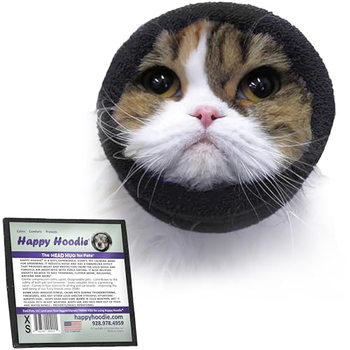 Happy Hoodie Das Original Beruhigungsband für Hunde und Katzen, Angstlinderung/Lärmschutz, Fellpflege, Thunder-Fireworks (Größe XS, Schwarz) von ZONI PETS