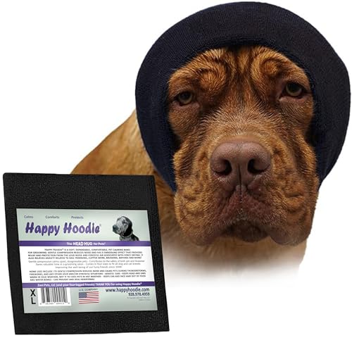 Happy Hoodie The Original Beruhigungsband für Hunde und Katzen, Angstlinderung/Lärmschutz, Fellpflege, Thunder-Fireworks (Größe XL, Schwarz) von ZONI PETS