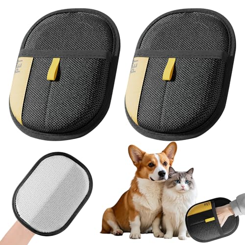 ZONJIE 2 Stück Pet Hair Remover Katzenhandschuh, Fellmagnet Handschuh Katzenhaare, Pet Hair Remover Katzenhandschuh, Tierhaarentferner Bürste, Wiederverwendbare Antistatische Handschuhe Doppelseitige von ZONJIE