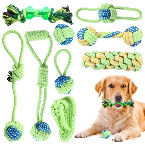 ZONJIE 9er Hundespielzeug Set, Hunde Spielzeug, Dauerhaft Hundespielzeug Sets Verhindert Möbelbeschädigung zum Zahnen, Zerrspielzeug für Mittelgroße von ZONJIE