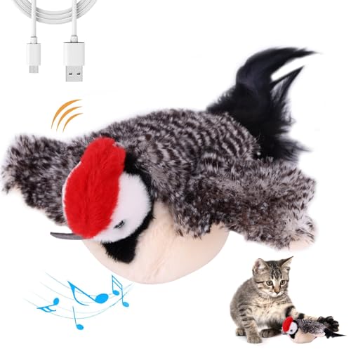 ZONJIE Katzenspielzeug, flatternder Vogel – flatternde Flügel, Katzenminze-Spielzeug mit Zwitschern, elektrisches interaktives Katzenspielzeug mit Katzenminze für Indoor-Katzen, wiederaufladbar, ZONJIE Katzenspielzeug, flatternder Vogel – flatternde Flügel, Katzenminze-Spielzeug mit Zwitschern, elektrisches interaktives Katzenspielzeug mit Katzenminze für Indoor-Katzen, wiederaufladbar, von ZONJIE