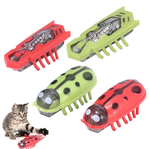 ZONJIE 4pcs Mini Roboter Käfer Katzenspielzeug Elektrisch Leuchtende Maus Interaktives Haustier Käfer Spielzeug - 2x Marienkäfer 2x Maus ZONJIE 4pcs Mini Roboter Käfer Katzenspielzeug Elektrisch Leuchtende Maus Interaktives Haustier Käfer Spielzeug - 2x Marienkäfer 2x Maus von ZONJIE
