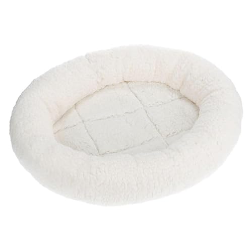 ZOOPLUS Kuschelbett Fluffy 2in1 | Weiches Wende-Bettchen für Hunde und Katzen | Winterseite aus kuscheligem Lammfell-Imitat und Sommerseite aus glattem Nylonstoff | Maße: 50 x 42 x 7,5 cm (wollweiß) von ZOOPLUS