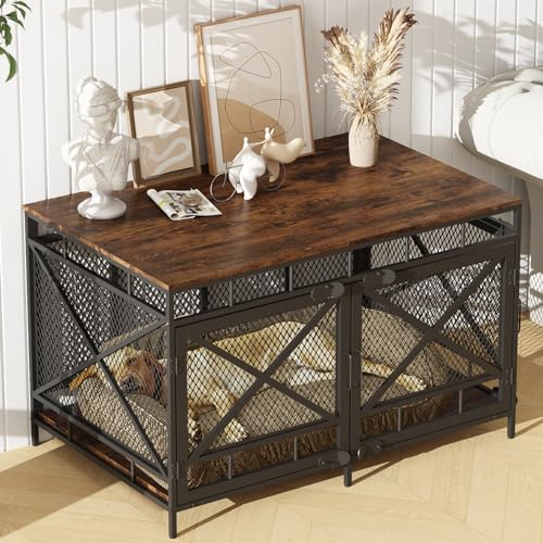 Hundekäfig-Möbel, Hundehütte für kleine, mittelgroße und große Rassen, robuste 109,2 cm große Eck-Hundebox, Indoor-Haustierkäfig mit Seitentür Hundekäfig-Möbel, Hundehütte für kleine, mittelgroße und große Rassen, robuste 109,2 cm große Eck-Hundebox, Indoor-Haustierkäfig mit Seitentür von ZOPEND