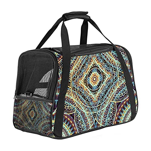 Tragbare Haustier-Reisetasche, von Fluggesellschaften zugelassene Reisetasche für Katzen, Hunde, Kaninchen, mit weichen Seiten, indisches Mandala, psychedelischer Henna-Druck Tragbare Haustier-Reisetasche, von Fluggesellschaften zugelassene Reisetasche für Katzen, Hunde, Kaninchen, mit weichen Seiten, indisches Mandala, psychedelischer Henna-Druck von ZORE_FINE5