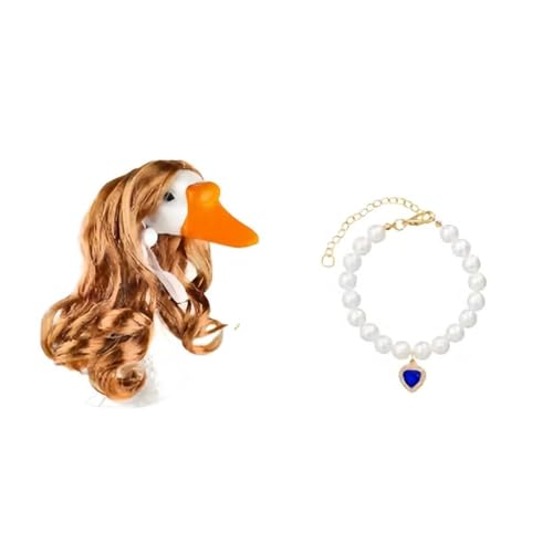 1.Gänse Hundekostüm Lockiges Haar Halskette Kopfschmuck mit Perlen für Versammlungen Synthetischer Stoff Foto Prop Gänse Foto Kostüm Set 1.Gänse Hundekostüm Lockiges Haar Halskette Kopfschmuck mit Perlen für Versammlungen Synthetischer Stoff Foto Prop Gänse Foto Kostüm Set von ZORESCOLEO