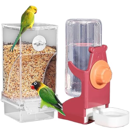 Vogelfutterstation, Wasserspender-Set, robuste ABS-Konstruktion, auslaufsicheres Design, 500 g Leckerli-Kapazität, für Papageienkäfige und Papageien-Fütterzubehör-Set Vogelfutterstation, Wasserspender-Set, robuste ABS-Konstruktion, auslaufsicheres Design, 500 g Leckerli-Kapazität, für Papageienkäfige und Papageien-Fütterzubehör-Set von ZORESCOLEO