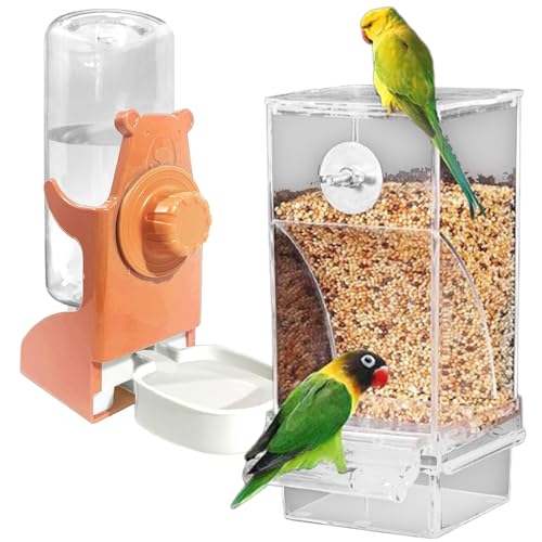 Vogelfutterstation, Wasserspender-Set, robuste ABS-Konstruktion, auslaufsicheres Design, 500 g Leckerli-Kapazität, für Papageienkäfige und Papageien-Fütterzubehör-Set Vogelfutterstation, Wasserspender-Set, robuste ABS-Konstruktion, auslaufsicheres Design, 500 g Leckerli-Kapazität, für Papageienkäfige und Papageien-Fütterzubehör-Set von ZORESCOLEO