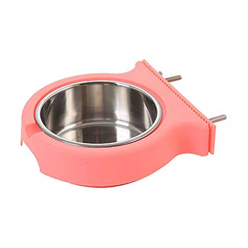 Haustier-Futternapf, Geschirr, Haustier-TrinkwasserHaustier-Katzen-Hundefutter-Wasser-Futternapf-Edelstahl-abnehmbare Hundekäfig-Hängeschüsseln mit Halter (Color : C, Size : L Code) ( Color : A ) von ZORILO