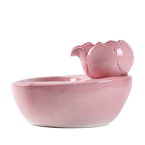 Haustier-Futterspender, Geschirr, Haustier-TrinkwasserElektrischer Keramik-Trinkbrunnen for Katzen Hunde Trinknapf Automatischer Wasserbrunnen-Spender Pet Products Food Bow (Color : Pink) ( Color : Pi von ZORILO