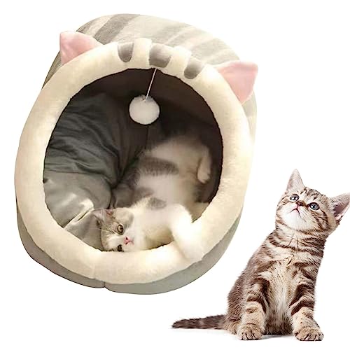 Haus für Katzen | Niedliche Betten für Indoor-Katzen | Dekorative halb geschlossene Haustierhöhle mit hängendem Spielzeug und Wattepad für Welpen Kätzchen Zorq Haus für Katzen | Niedliche Betten für Indoor-Katzen | Dekorative halb geschlossene Haustierhöhle mit hängendem Spielzeug und Wattepad für Welpen Kätzchen Zorq von ZORQ