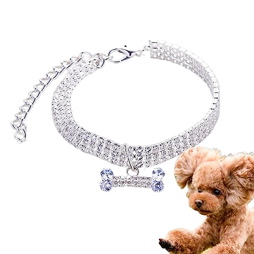 Hundehalsband mit Bling, kleine Hunde, Katzen, Strass-Halsband-Halsketten-Set | kleine Haustier-Halskette Schmuck für kleine Hunde, Mädchen, weibliche Hunde, kleine Hunde, Welpen Zorq von ZORQ